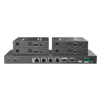 Kit Divisor y Extensor HDMI / Divide 1 Fuente HDMI a 4 Pantallas / Extiende la señal HDMI hasta 70 m / Resolución 4K @ 60 Hz/ Cat 6/6a/7 / IPCOLOR / CERO LATENCIA / Uso 24/7 / Puerto S/PDIF / EDID / RS232 / Salida Loop / Alimente solo el Tx