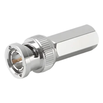 Conector BNC Macho / Ensamble Roscable / RG-59/U / 75 Ohm / 14 mm x 37.6 mm / Níquel-Oro-Delrin