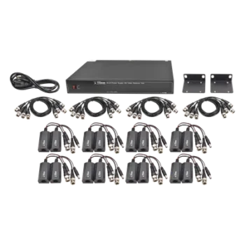 Kit de 16 canales para transmisión de ALIMENTACION (NO SOPORTA COAXITRON)( de 36 Vcc a 12 Vcc) y video (HD-TVI) a distancias de hasta 250 m.