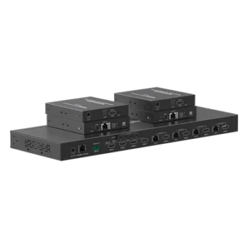 MATRICIAL Y EXTENSOR DE VIDEO HDMI 4 x 4 / 4 Entradas HDMI / 4 Salidas HDMI Loop / 4 Salidas RJ45 para Extender la señal 70 metros por salida /4K / Conmutación por RS232, Control Remoto o Ethernet.