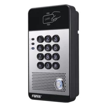 Audio Portero IP con 2 líneas SIP, relevador integrado, teclado numérico y lectora de tarjetas RFID para control de acceso, PoE