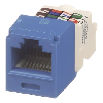 Conector Jack RJ45 Estilo TP, Mini-Com, Categoría 6, de 8 posiciones y 8 cables, Color Azul