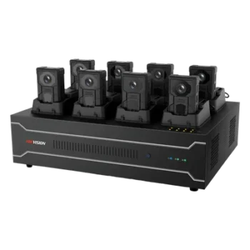Estación de Acoplamiento para Cámaras Corporales DS-MH4172I / Carga y Recopilación de Datos para 8 Cámaras / 4 HDD de 2 TB a 6 TB / Interfaz USB 3.0 y Ethernet / Compatible con Windows 10