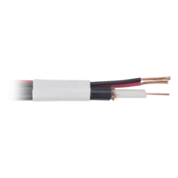 Bobina de cable coaxial RG59 de 150 m con 95% de cobre y 2 conductores calibre 18 para alimentación, para Aplicaciones de CCTV Color Blanco