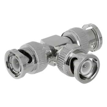 Adaptador Coaxial Tipo T / Triple BNC Macho / 75 Ohm / RG-59 y RG-6 / Níquel y Oro / 39.9 mm de Longitud