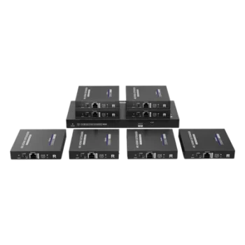Kit Divisor y Extensor HDMI / Divide 1 Fuente HDMI a 8 Pantallas / Extiende la señal HDMI hasta 70 m / Resolución 4K @ 60 Hz/ Cat 6/6a/7 / IPCOLOR / CERO LATENCIA / Uso 24/7 / Puerto S/PDIF / EDID / RS232 / Salida Loop / Alimente solo el Tx