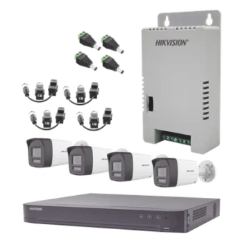 Kit de Videovigilancia TurboHD / DVR 4 Canales 4K / 4 Cámaras Bala 3K / Audio Bidireccional / Dual Light 30 m (98.4 ft) / IP67 / Fuente 12VDC