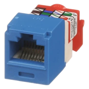 Conector Jack RJ45 Estilo T, Mini-Com, Categoría 5e, de 8 posiciones y 8 cables, Color Azul