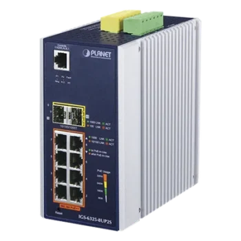 Switch Industrial Administrable Capa 3, 8 Puertos Gigabit PoE 802.3bt+, 2 Puertos 1 G / 2.5 G SFP+