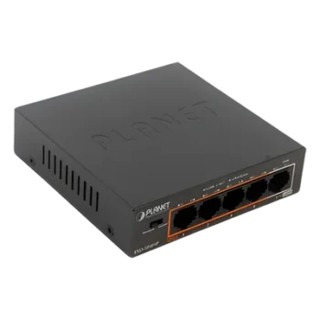 Switch PoE+ 802.3af/at Distancia 250 m, 4 Puertos, 1 Puerto 10/100 de Uplink
