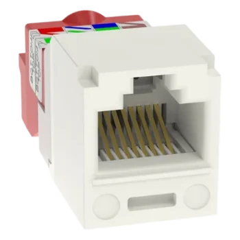 Conector Jack RJ45 Estilo T, Mini-Com, Categoría 5e, de 8 posiciones y 8 cables, Color Blanco Mate