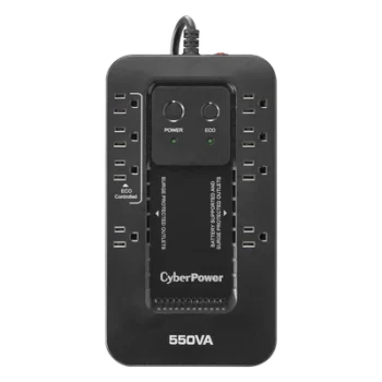 UPS de 550 VA/330 W, Topología Standby con Modo Ahorrador ECO, Entrada 120 Vca NEMA 5-15P, Con 8 Tomas NEMA 5-15R