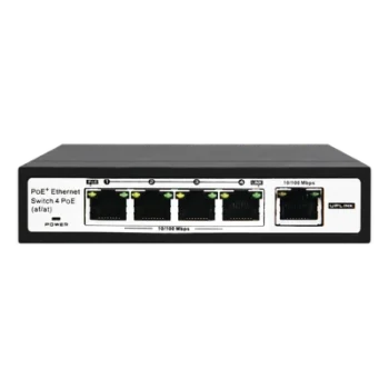 Switch PoE / 100 Metros PoE / 4 puertos 802.3af /at ( 60 W ) 10/100 Mbps + 1 puerto uplink