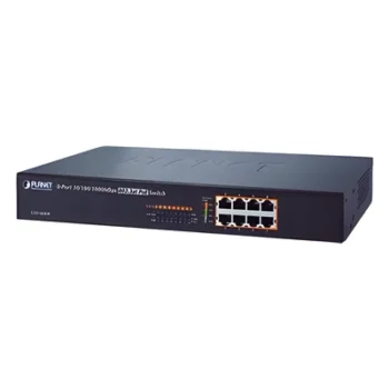 Switch no administrable de 8 Puertos 10/100/1000 Mbps con High PoE 802.3at, 240W potencia total