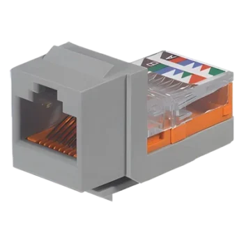 Conector Jack Estilo Leadframe, Tipo Keystone, Categoría 5e, de 8 posiciones y 8 cables, Color Gris