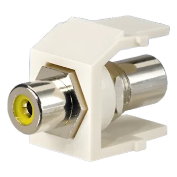 Conector RCA Keystone, con Conector de Paso RCA Amarillo, Módulo Blanco Mate
