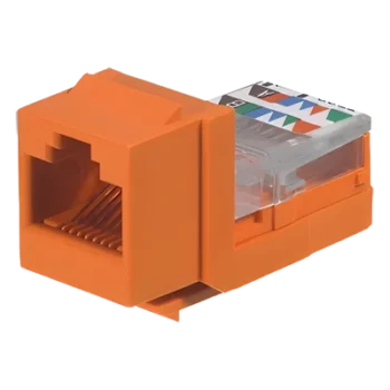 Conector Jack Estilo Leadframe, Tipo Keystone, Categoría 5e, de 8 posiciones y 8 cables, Color Naranja