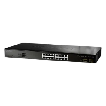 Switch gigabit administrable L2 de 16 puertos 10/100/1000 Mbps con 2 puertos gigabit/SFP compartidos