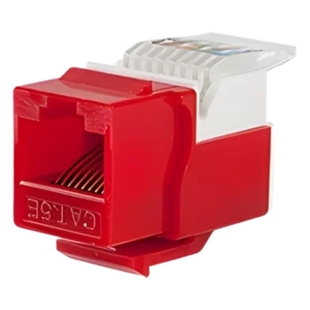 Módulo Jack Keystone Cat5e sin Herramienta (toolless) para faceplate - Color Rojo