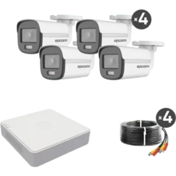 Kit TurboHD 1080p Lite / DVR 4 Canales / 4 Cámaras Bala 2 Megapixel ColorVu / Fuente de Poder / Accesorios de instalación