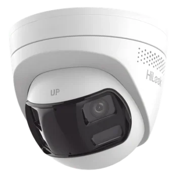 Cámara Turret IP / 8 Megapixel / Panorámica 180° / Dual Light 30 m (98.4 ft) / PoE / Audio Bidireccional / IP67