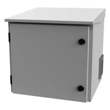Gabinete Exterior IP / Rack 19" 9UR / Ventilador con Termostato / Acero Galvanizado / Montaje Poste, Torre o Pared