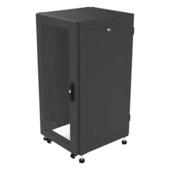 Gabinete de Piso 19in / 24UR / 600 mm Profundidad / Carga 532 kg / Puerta con Cristal Templado / Cierre 3 Puntos