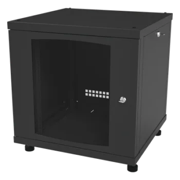 Gabinete de Piso / 12UR / 638 mm Profundidad / 276 kg Carga / Acero ANSI/TIA RS-310-D / Puerta Cristal Templado