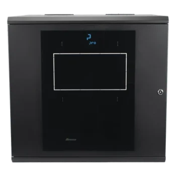 Gabinete de Pared Abatible / Rack 19" 12U / Ventana Cristal Templado / Apertura 120° / Laterales Removibles