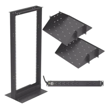 Kit de Rack 19" / 24 UR / 2 Charolas Centrales / PDU 10 Tomas 110 VCA / 15 A Máx.