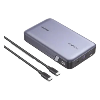 Power Bank / 20000mAh / 100W Max / 3 Salidas USB-C + USB-A / PD 3.0 / QC3.0 / Pantalla Inteligente / Carcasa Ignífuga / Gris