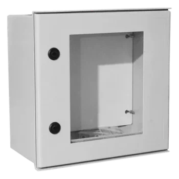 Gabinete de Poliéster IP65 / Puerta Transparente / 400 x 400 x 200 mm / Carga 25 kg / Placa Trasera Incluida