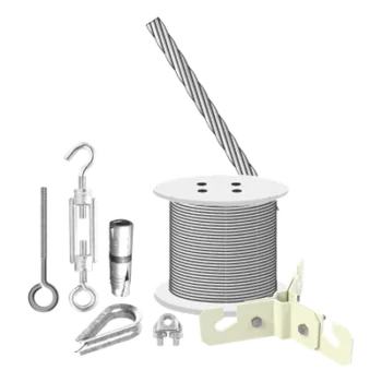 Kit de Sujeción de Mástil / 6 m (19.7 ft) / Concreto / Cable de Retenida 30 m (98.4 ft) / 3 Puntos de Anclaje / Tensor Final