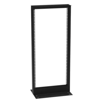 Rack de 2 Postes / 24 Unidades / 19" EIA-310D / Carga 460 kg / Base L para Piso / Acero Cal. 11 y 14