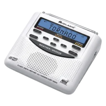 Radio de Alerta Meteorológica / 7 Canales NOAA / Tecnología S.A.M.E. / Sirena 90 dB / Respaldo por Baterías AA / Certificación Public Alert