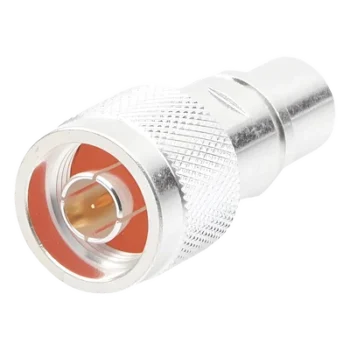 Conector coaxial / N macho / Rosca-soldadura / Bronce plateado / Oro / Teflón / Cables LMR-400, CNT-400, RG8/U