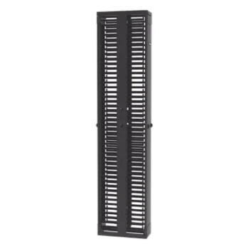Organizador de Cables Vertical / Doble Frente y Posterior / 45 Unidades / 8 in de Ancho / Acero y ABS / Push-to-Close