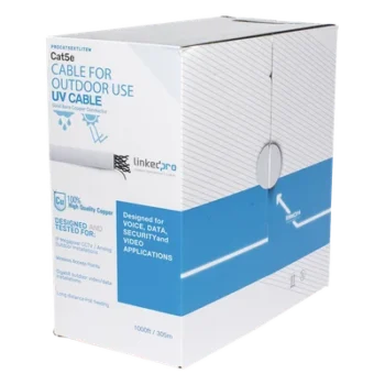 Cable UTP Cat5e / 305 m (1000 ft) / Exterior UV / 24 AWG Cobre Sólido / Fast Ethernet / PoE / Blanco