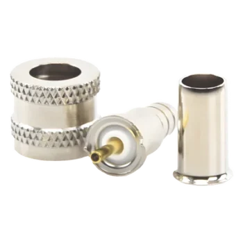 Conector Mini UHF Macho / 50 Ohm / Anillo Plegable / RG-58/U, RG-142/U / Níquel, Oro, Delrin