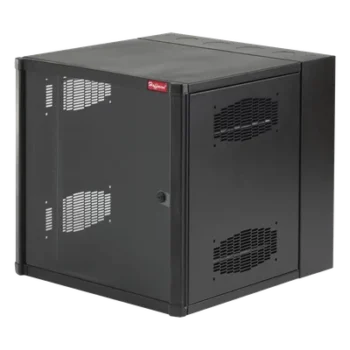 Gabinete de Pared para Rack / 12 UR / 19 Pulgadas / Puerta con Vidrio Templado / 600 mm (23.6 in) Ancho / Ventilación Cruzada / Negro
