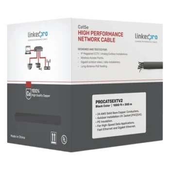 Bobina de cable / Cat5e / FTP blindado / 305 m (1000 ft) / Exterior UV / PoE larga distancia / UL CMX