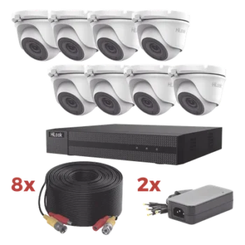 Kit de Videovigilancia TurboHD / DVR 8 Canales / 8 Cámaras Turret 2 Megapixel / IR 20 m (65.6 ft) / 8 Cables Coaxiales 20 m (65.6 ft) / 2 Fuentes de Alimentación