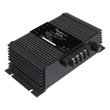 Convertidor DC-DC / Entrada 20-35 VDC / Salida 13.8 VDC 20A / Eficiencia 88% / Dimensiones 60x122x198 mm (2.4x4.8x7.8 pulg)