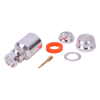 Conector Coaxial BNC Macho / Ensamble por Rosca / Cuerpo Bronce Plateado / Contacto Oro / Aislante Teflón / Cables RG8/U, LMR-400, CNT-400
