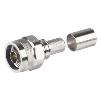 Conector Coaxial N Macho / Ensamble Plegable / Pin Cautivo No Soldable / 50 Ohm / PTFE / Cables RG8-LMR400