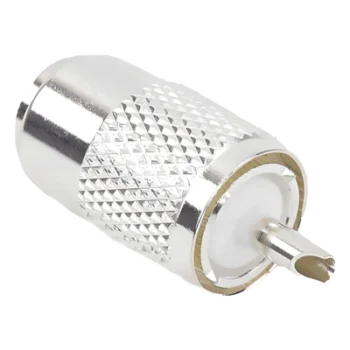 Conector UHF Macho / Compatibilidad RG-8/U y Derivados / Aislante de Teflón / Cuerpo de Bronce Plateado / Rosca Especial