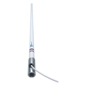 Antena Marina VHF / Fibra de Vidrio / 156-163 MHz / 6 dBi / 2.4 m (7.9 ft) / Cable 10 m (32.8 ft) / Base Acero Inoxidable