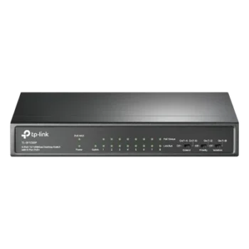 Switch PoE+ No Administrable / 9 Puertos 10/100 Mbps / 8 Puertos PoE 802.3af/at / 65W / Alcance 250 m (820 ft) / Sin Ventilador