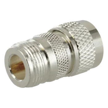 Adaptador RF en Línea / Conector N Hembra a UHF Macho (PL-259) / Cuerpo Bronce Plateado / Contacto Oro / Aislante Teflón