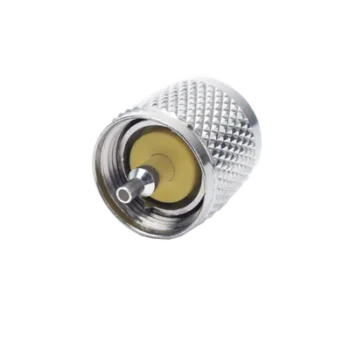 Conector Coaxial UHF Macho / PL-259 / Anillo Plegable / RG-8/X, LMR-240, 9258 / Níquel-Plata / Baquelita
